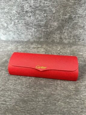 Cartier Red Textured Eyewear Case with Gold Logo